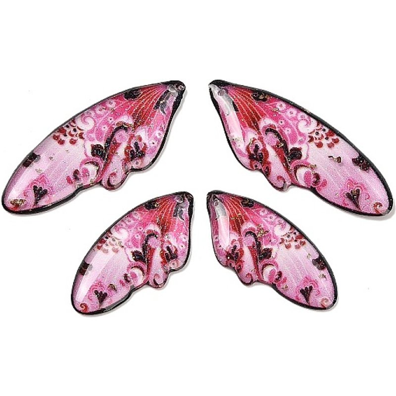 4Pcs Pendentifs en Résine Époxy Transparente en Forme d'Aile avec Paillette et Feuille d'Or — Breloques et pendentifs