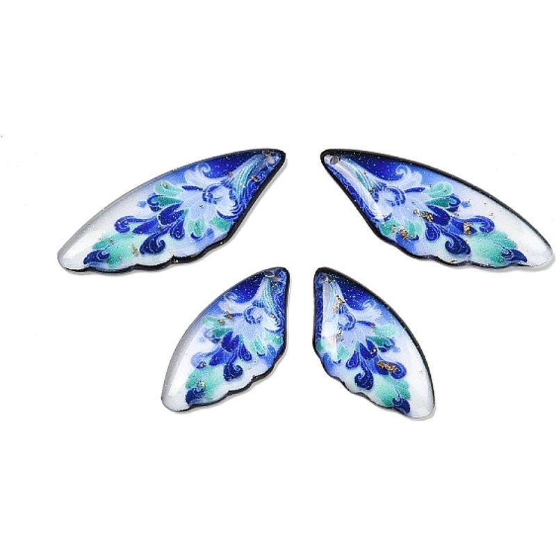 4Pcs Pendentifs en Résine Époxy Transparente avec Motif Floral — Breloques et pendentifs