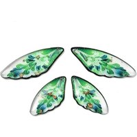 4Pcs Transparent Epoxy Resin Pendants with Floral Wing Design — Charms & Pendants