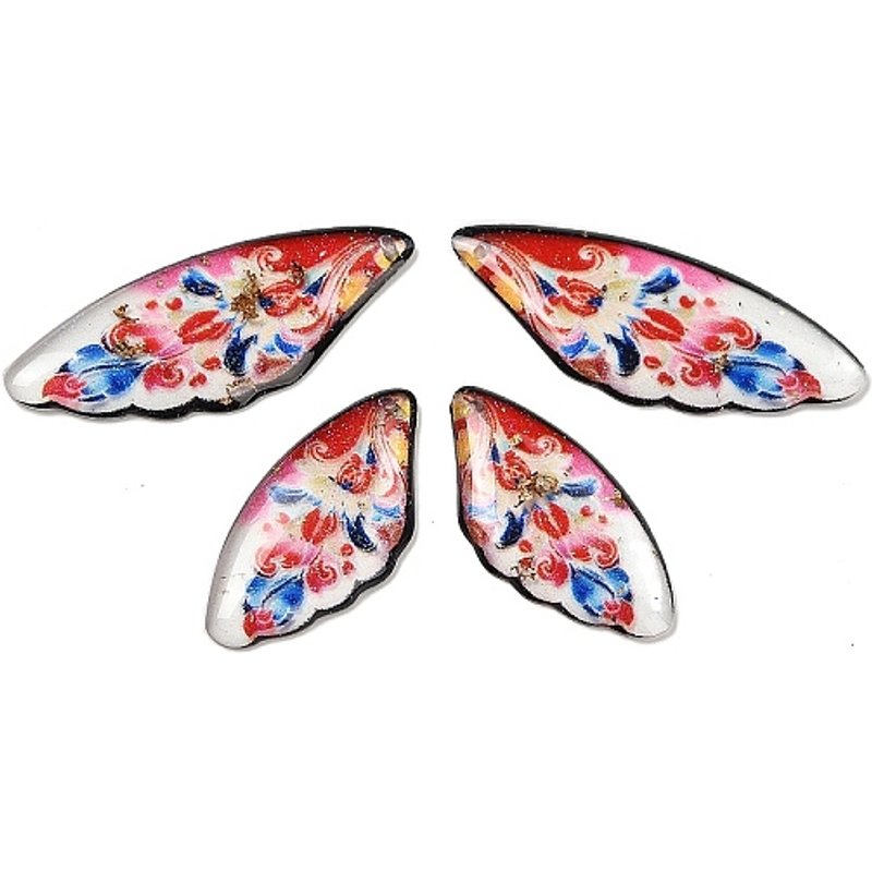 4Pcs Pendentifs en Résine Époxy Transparente avec Motif Floral