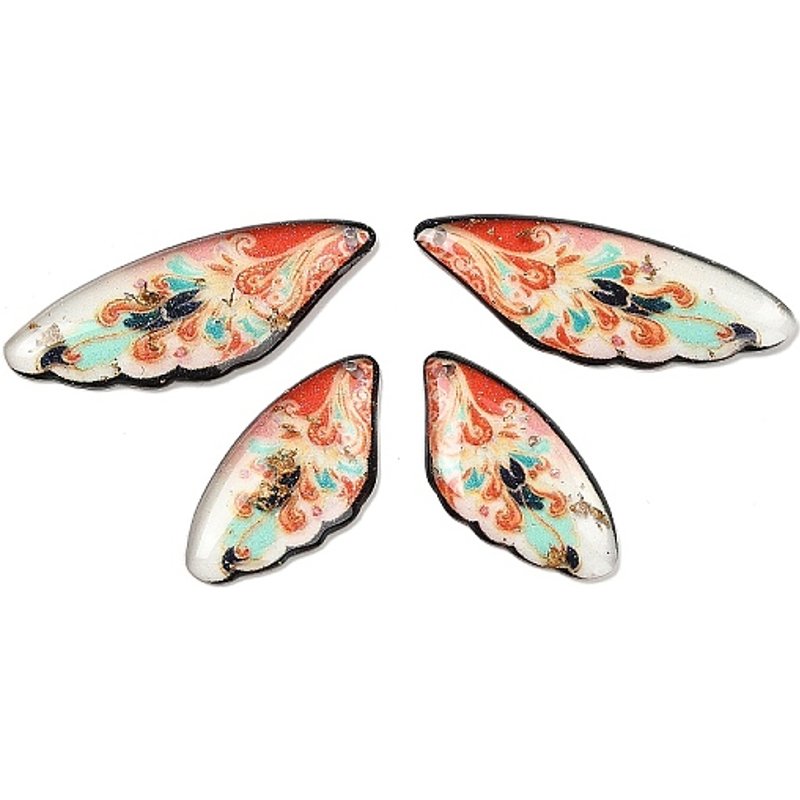 4 Pendentifs en Résine Époxy Transparente avec Motif Floral