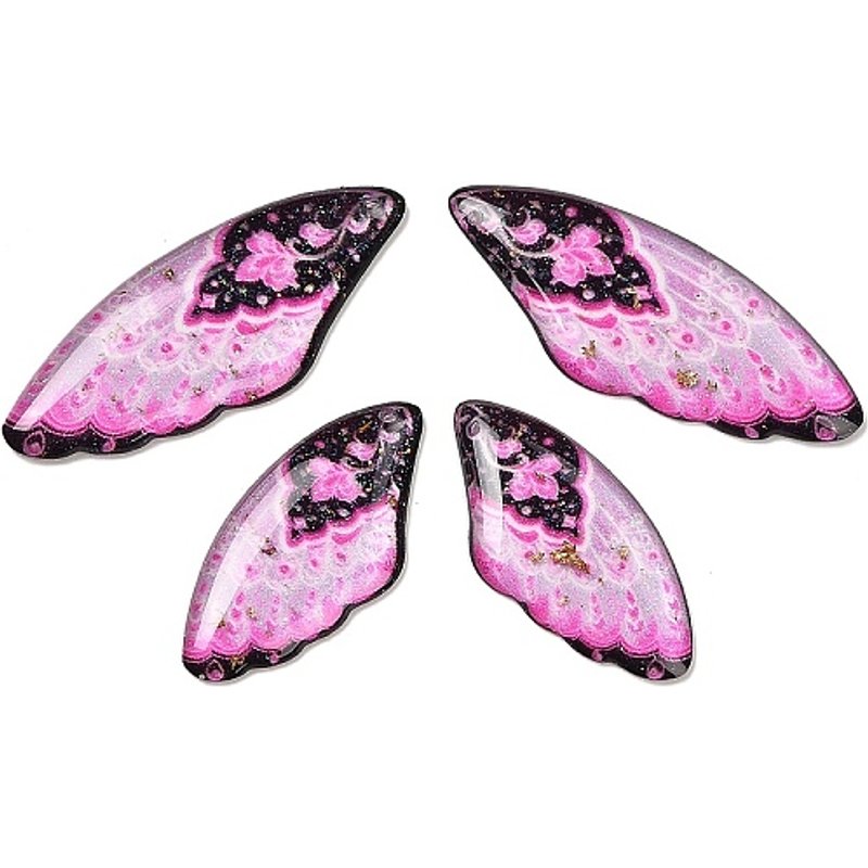4-Piece Transparent Epoxy Resin Wing Pendants with Gold Foil — Charms & Pendants