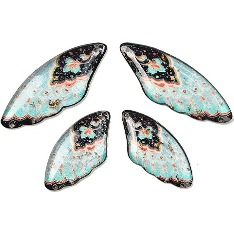 4Pcs Pendentifs en Résine Époxy Transparente en Forme d'Aile avec Feuille d'Or — Breloques et pendentifs