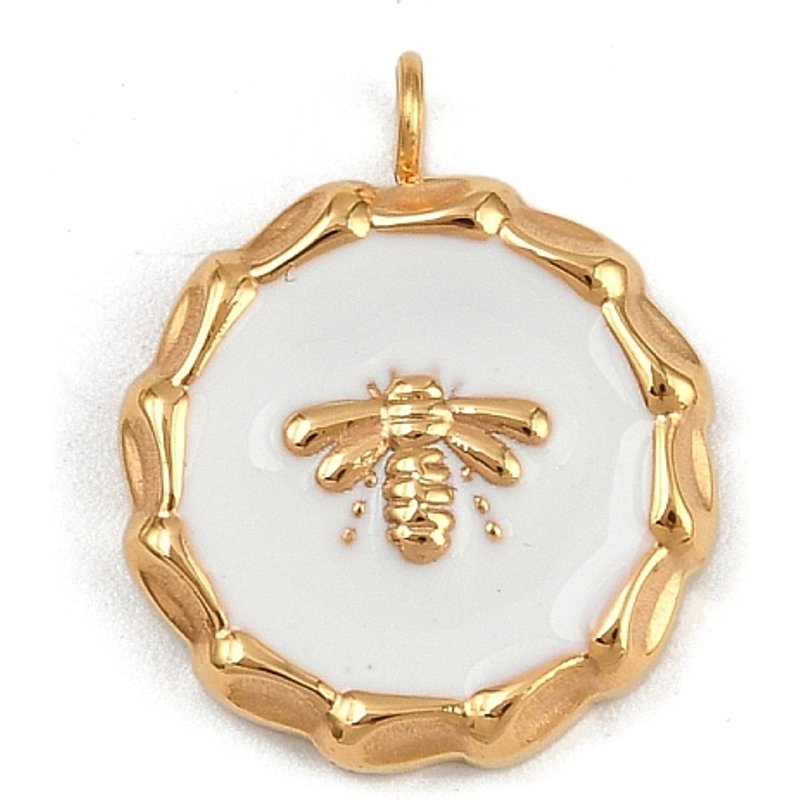 304 Stainless Steel Bee Pendant with 18K Gold Plating — Charms & Pendants