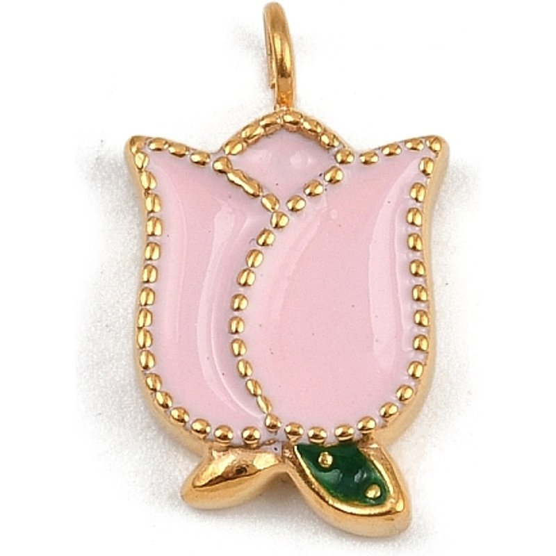 Pendentif en Acier Inoxydable 304 avec Plaquage en Or 18K - Fleur — Breloques et pendentifs
