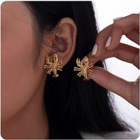 Boucles d'oreilles en acier inoxydable 304, design homard, dorées, 26x20.5mm — Bijoux fantaisie