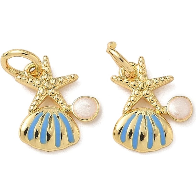 Pendentif en Émail de Laiton en Forme de Coquillage avec Charme Étoile de Mer — Breloques et pendentifs