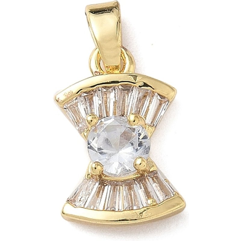 Pendentif en Zircon Cubique Micro Pave en Laiton, Horloge de Sable, Plaqué Or 18K — Breloques et pendentifs