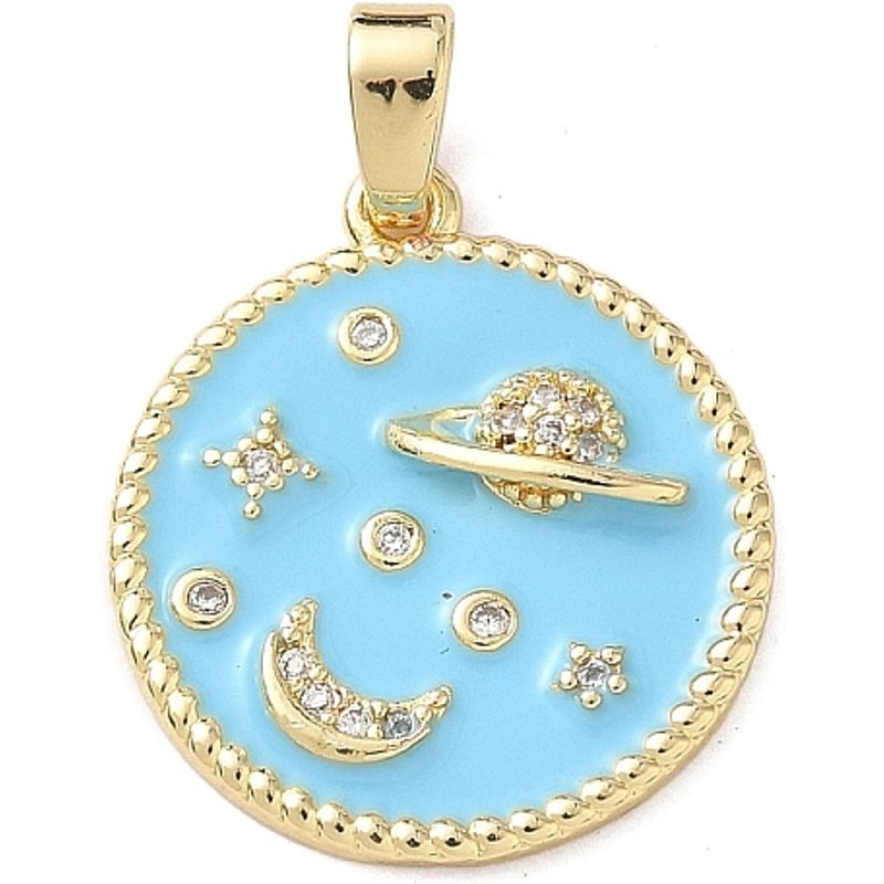 Pendentif en Zircon Cubique Micro Pave en Laiton, Plaqué Or 18K
