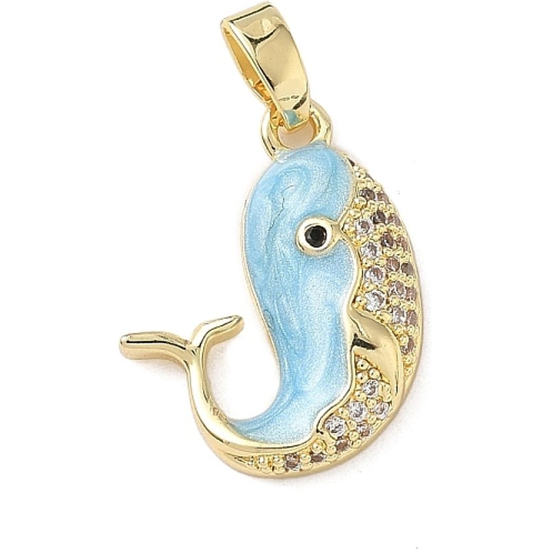 Pendentif Baleine en Zircon Cubique Micro Pave, Plaqué Or 18K — Breloques et pendentifs