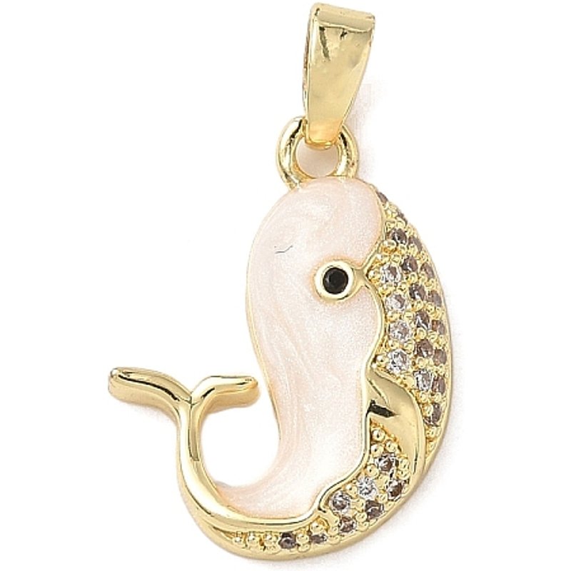 Pendentif Baleine en Zircon Cubique Micro Pave, Plaqué Or 18K — Breloques et pendentifs