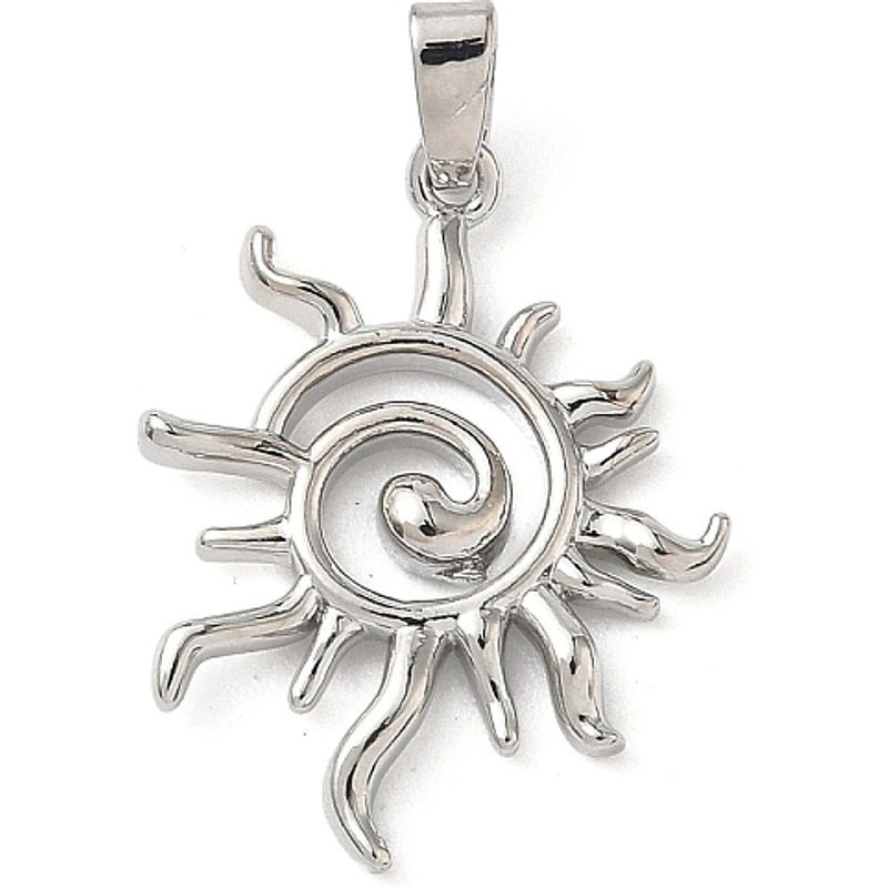 Brass Sun Pendant in Platinum Finish, 23.5x18.5x3mm — Charms & Pendants