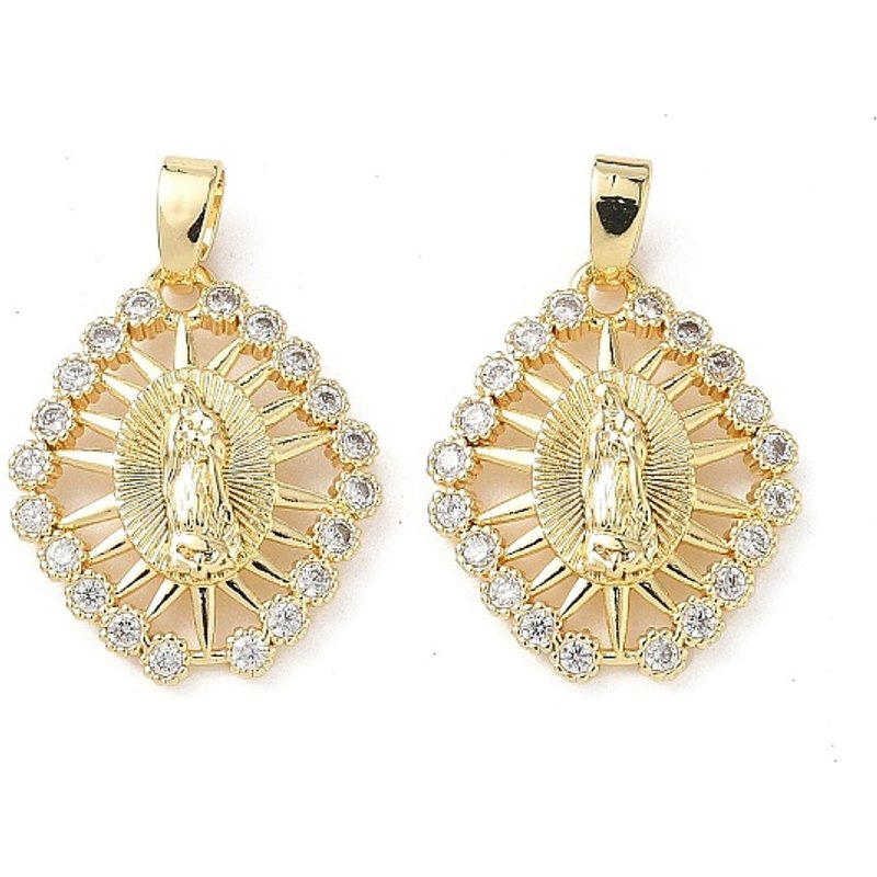 Pendentif en laiton micro pave de la Vierge Marie, plaqué or 18K — Breloques et pendentifs