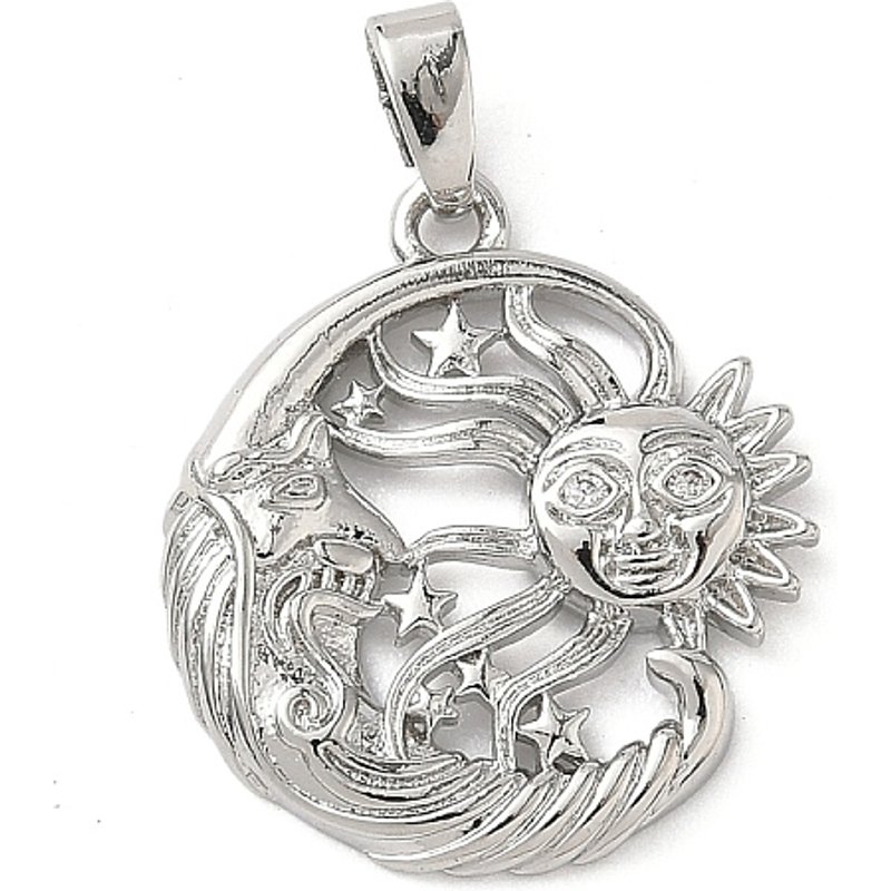 Brass Micro Pave Cubic Zirconia Moon and Sun Pendant — Charms & Pendants