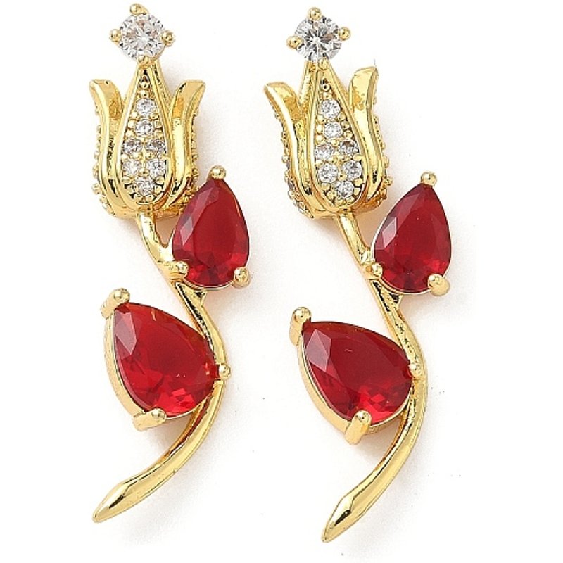Pendentif Fleur en Zircon Cubique Micro Pave en Laiton, Plaqué Or 18K — Breloques et pendentifs