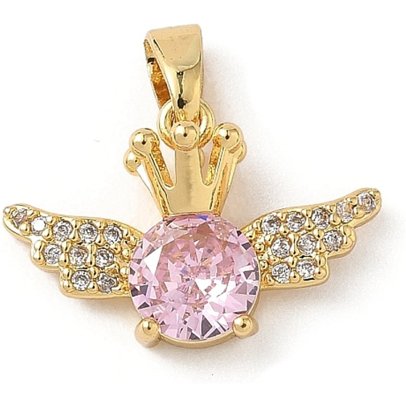 Pendentif en laiton micro pave zircon cubique avec aile, plaqué or 18K — Breloques et pendentifs