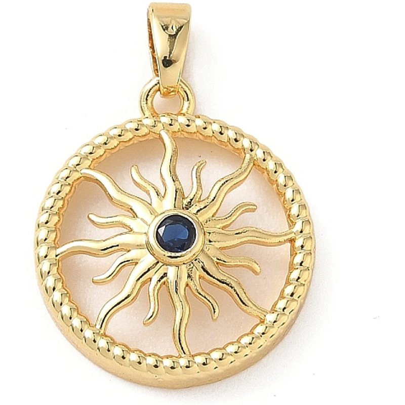 Pendants en laiton avec zircon cubique micro pave, soleil, plaqué or 18K — Breloques et pendentifs