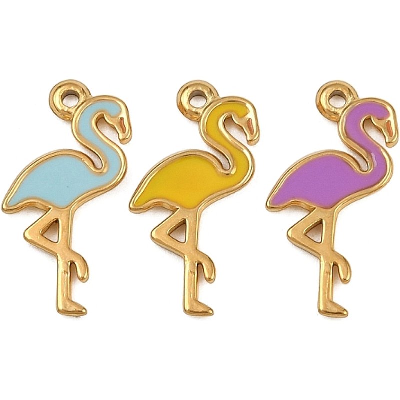 Pendentif en Émail en Acier Inoxydable 304 en Forme de Flamant — Breloques et pendentifs