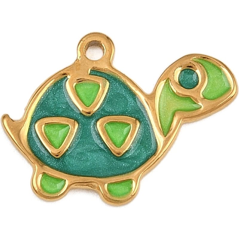 Charm en Émail Tortue en Acier Inoxydable 304 - Fini Doré — Breloques et pendentifs