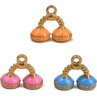 Charms de téléphone en acier inoxydable 304 émaillés, couleurs mélangées — Breloques et pendentifs