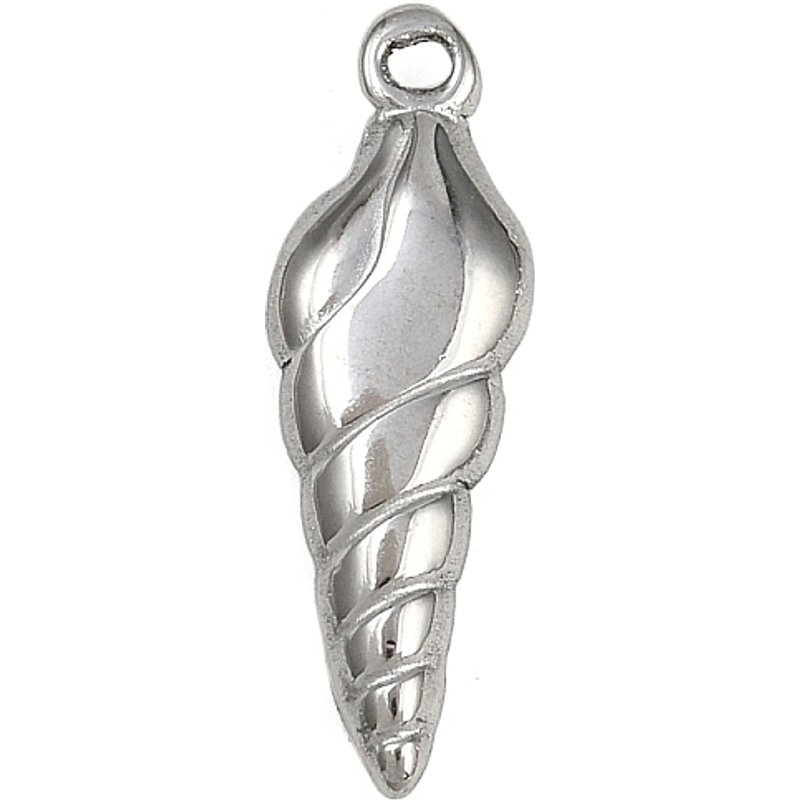 Pendentif en acier inoxydable 304, charme de conque, 22x7x3mm — Breloques et pendentifs