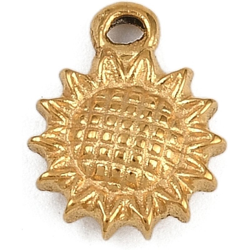 Charm en Acier Inoxydable 304, Tournesol, Doré, 12x10x2mm — Breloques et pendentifs