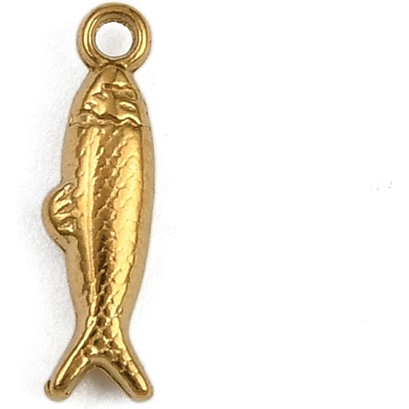 Charms en Acier Inoxydable 304, Charms Poisson, Doré, 12x3x2mm, Trou: 1mm — Breloques et pendentifs