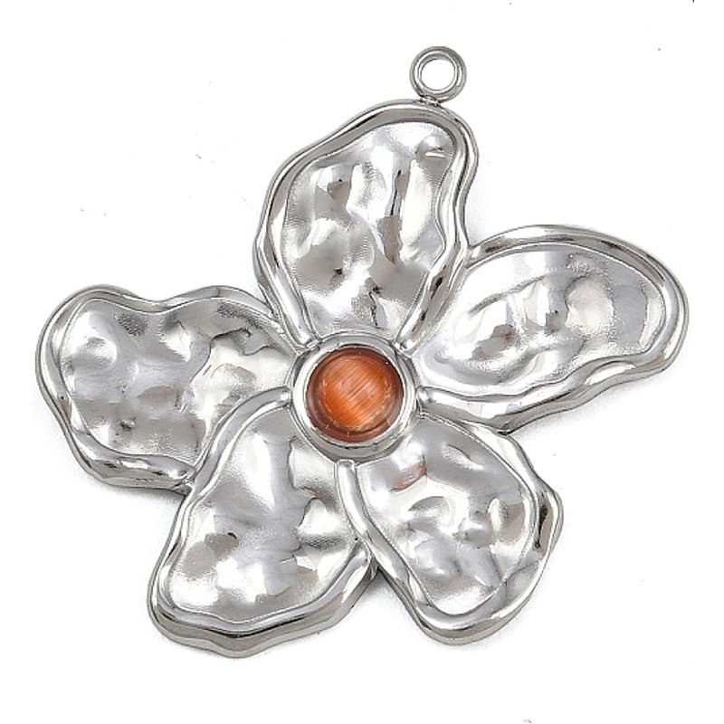 304 Stainless Steel Flower Charms, Resin Pendants, 33x32mm — Charms & Pendants