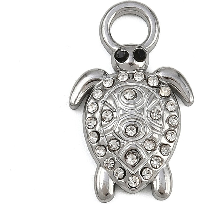 Charms Tortue en Acier Inoxydable 304 avec Pendentifs en Rhinestones — Breloques et pendentifs