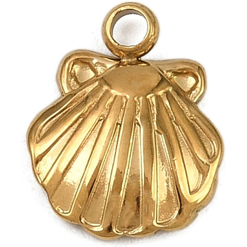 Charms en Acier Inoxydable 304, Forme de Coquillage, Doré, 12x10x2mm — Breloques et pendentifs
