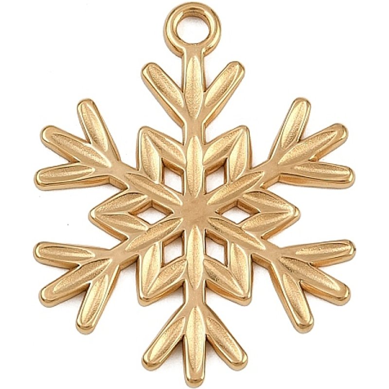 304 Stainless Steel Snowflake Charms, Golden, 33.5x27mm