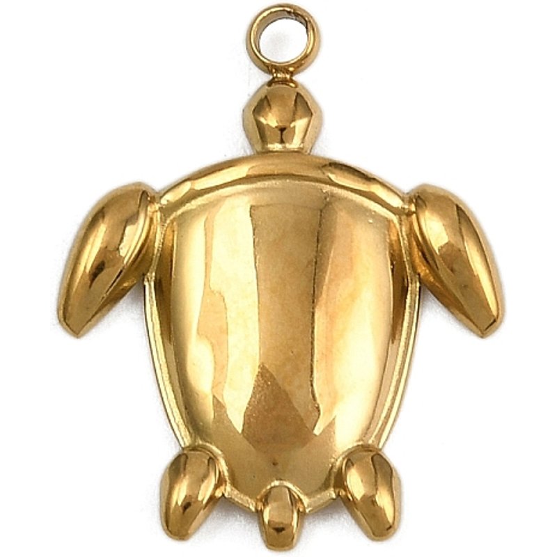 304 Stainless Steel Tortoise Charms, Golden, 22x17x2mm