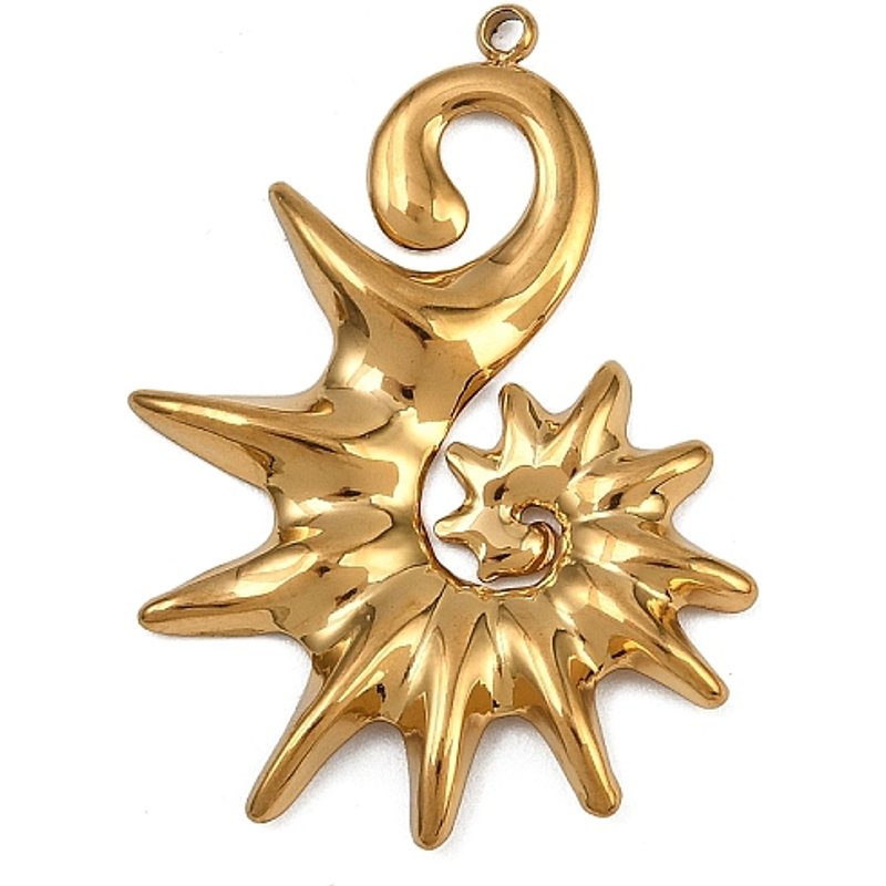 Charms en acier inoxydable 304, cheval de mer, doré, 34x24x2.5mm — Breloques et pendentifs