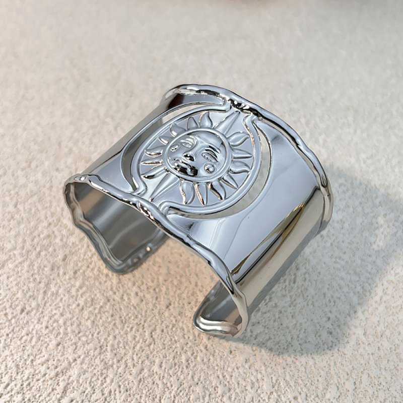 Bracelet Cuff en Acier Inoxydable 304 pour Femmes - Design Soleil — Bracelet Femme