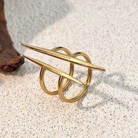 Bagues de Poignet Doubles en Acier Inoxydable 304 pour Femmes, Plaqué Or 18K — Bijoux fantaisie