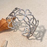 Bracelets Cuff Creux en Acier Inoxydable 304 pour Femmes - Design Fleur — Bracelet Femme