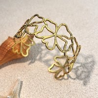 Bracelet Cuff Creux en Acier Inoxydable 304 pour Femmes, Plaqué Or 18K