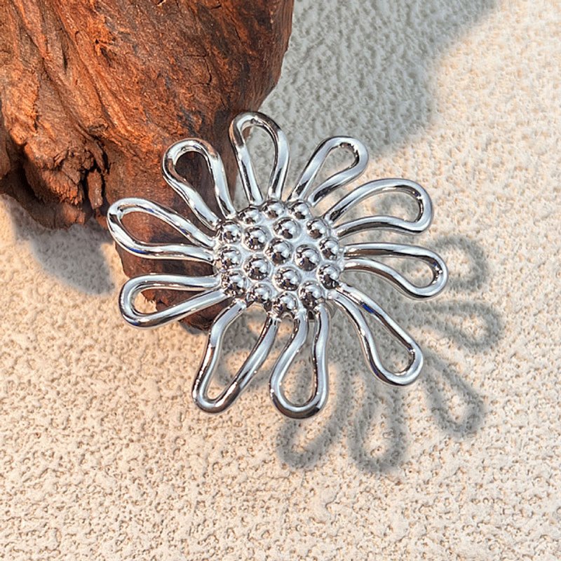 Bagues à Manchette en Acier Inoxydable 304 pour Femmes, Design Fleur — Bijoux fantaisie