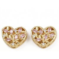 Brass Pave Cubic Zirconia Heart Multi-strand Links — Jewelry Findings