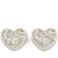 Liens multi-brins en laiton avec zircon cubique, cœur, couleur argent