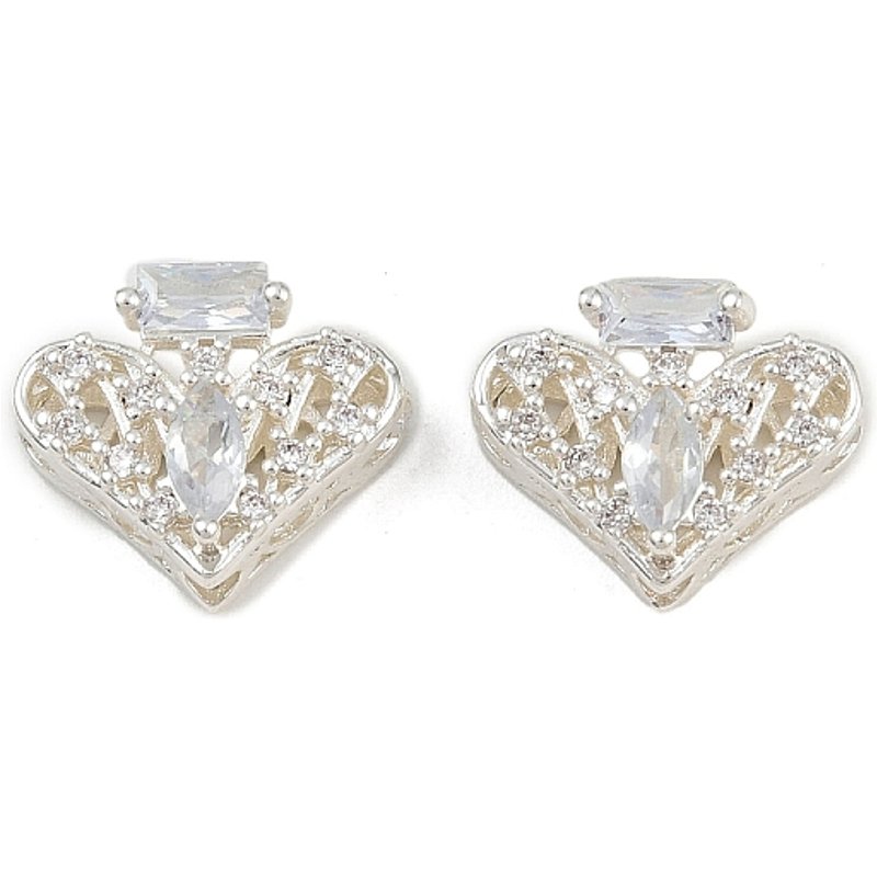Brass Pave Cubic Zirconia Multi-strand Links, Heart Perfume Bottle — Jewelry Findings