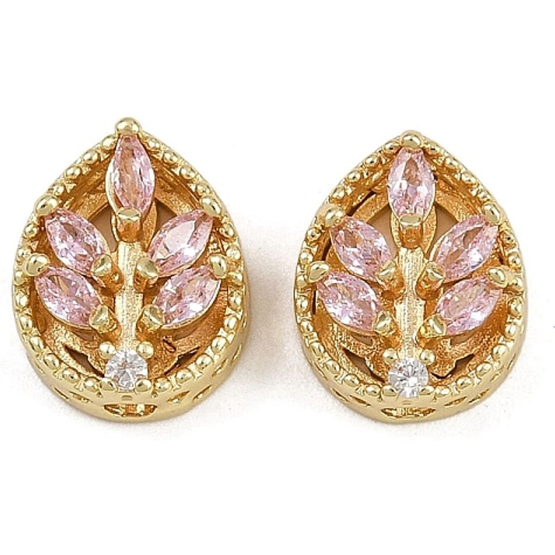 Liens multi-brins en laiton avec zircon cubique pavé en forme de feuille — Accessoires pour bijoux