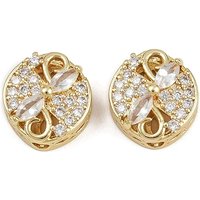 Brass Pave Cubic Zirconia Multi-strand Links, Oval, Golden — Jewelry Findings