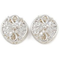 Brass Pave Cubic Zirconia Multi-strand Links, Silver Color Plated — Jewelry Findings