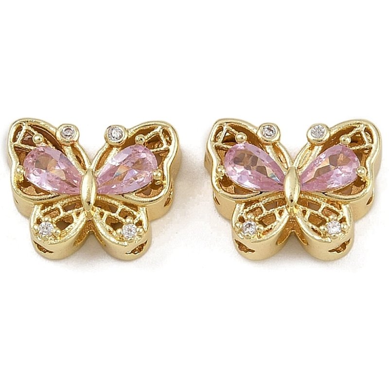 Brass Pave Cubic Zirconia Multi-strand Links, Butterfly Design — Jewelry Findings