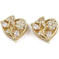 Brass Pave Cubic Zirconia Multi-strand Links, Flower Heart, Golden — Jewelry Findings