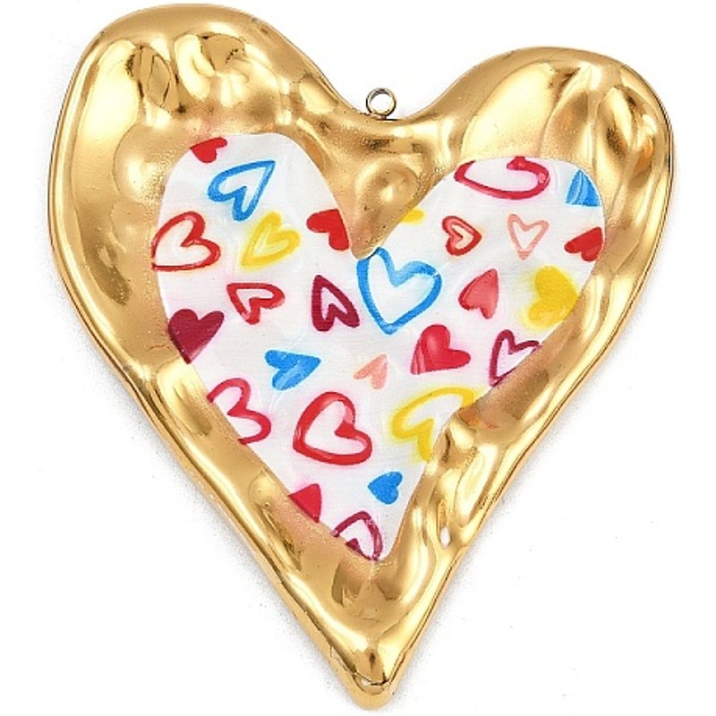 Pendentif en Acier Inoxydable 304 Plaqué Or 18K en Forme de Cœur — Breloques et pendentifs