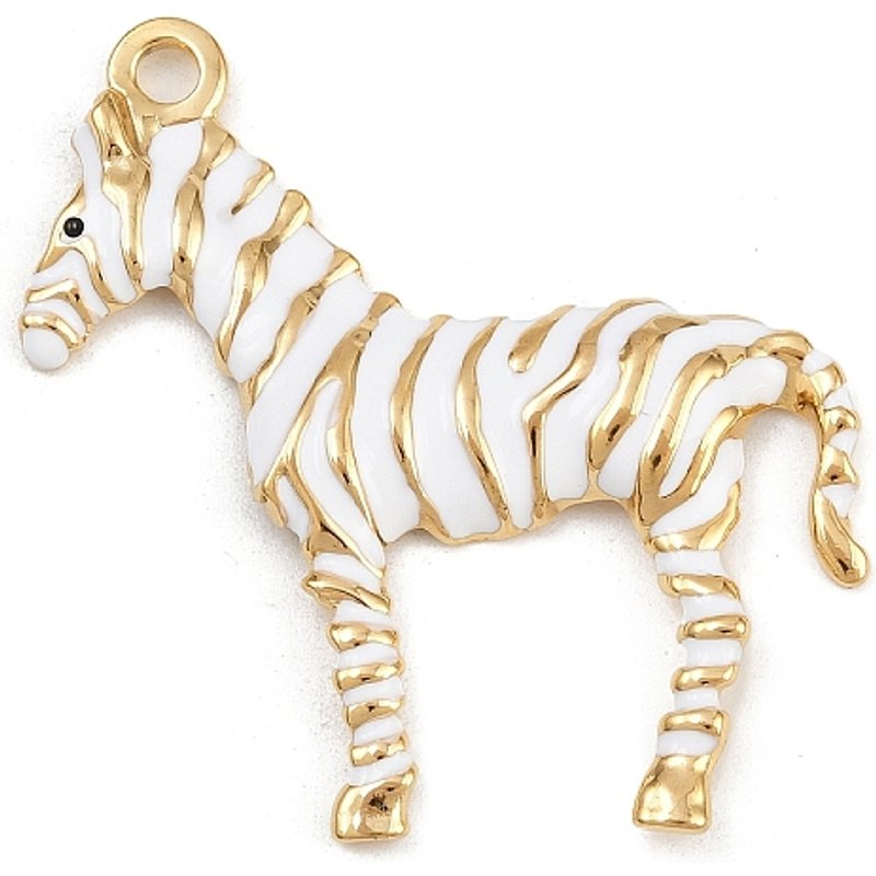 Pendentif en Émail Zebra en Acier Inoxydable 304 avec Plaquage en Or 18K — Breloques et pendentifs