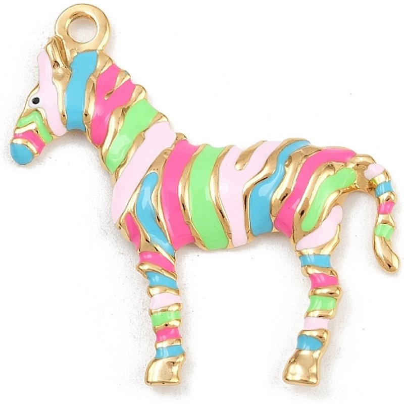 Pendentif en Émail Zebra en Acier Inoxydable 304 avec Plaquage en Or 18K — Breloques et pendentifs