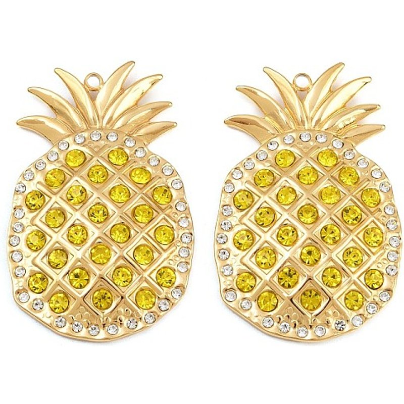 Pendentif Ananas en Acier Inoxydable 304 avec Plaquage en Or 18K — Breloques et pendentifs